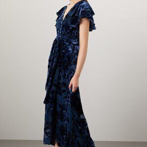 Hutch Navy Blue Floral Velvet Maxi Dress